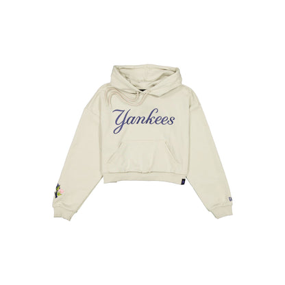 New York Yankees Women's Cropped Floral Stone Hoodie