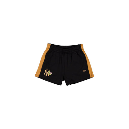 New York Yankees Women's High Waisted Black Floral Shorts
