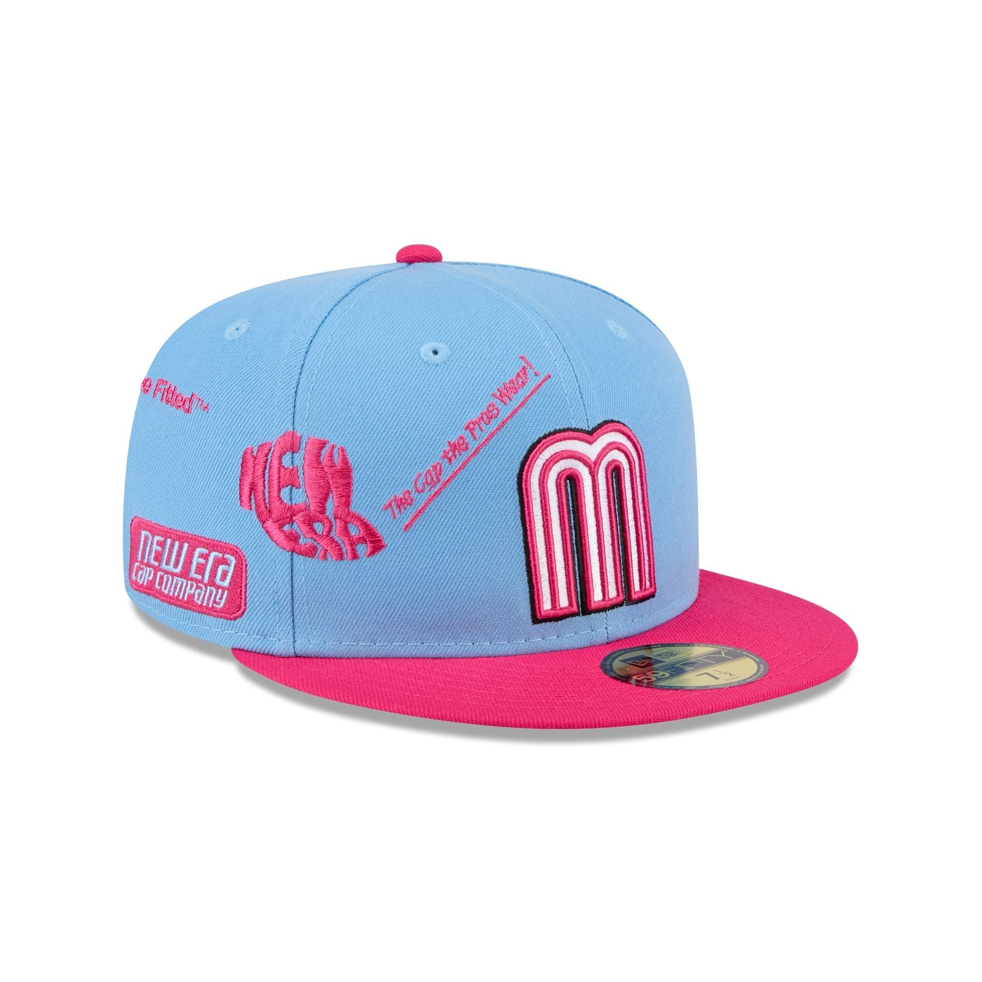 Mexico Baseball New Era Anniversary Logos Sky Blue 59FIFTY Fitted Hat