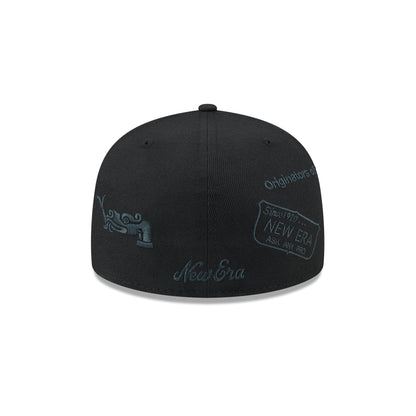 Mexico Baseball New Era Anniversary Logos Black on Black 59FIFTY Fitted Hat