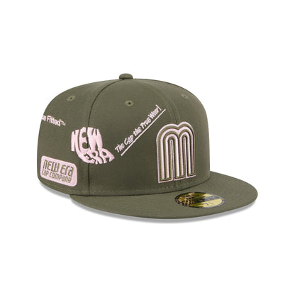 Mexico Baseball New Era Anniversary Logos Olive 59FIFTY Fitted Hat