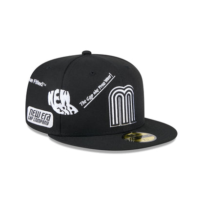 Mexico Baseball New Era Anniversary Logos Black 59FIFTY Fitted Hat