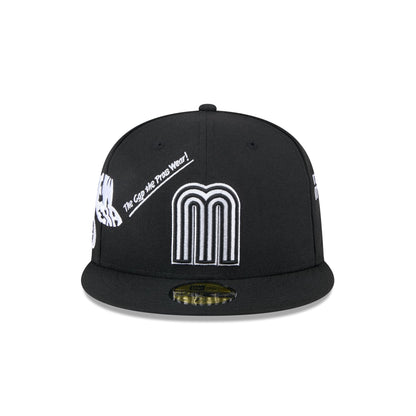 Mexico Baseball New Era Anniversary Logos Black 59FIFTY Fitted Hat