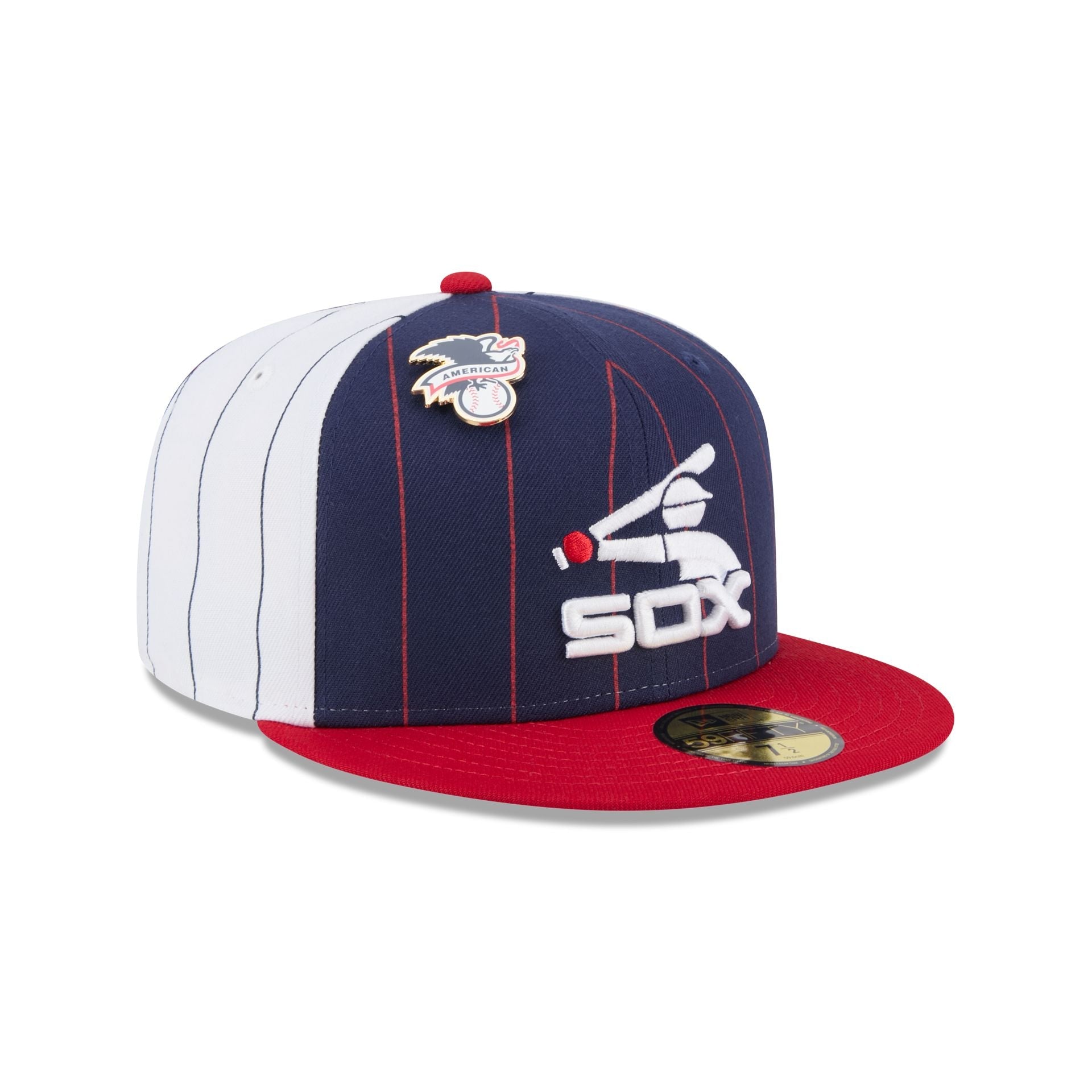 Chicago White Sox Pinstripe League Pin 59FIFTY Fitted Hat