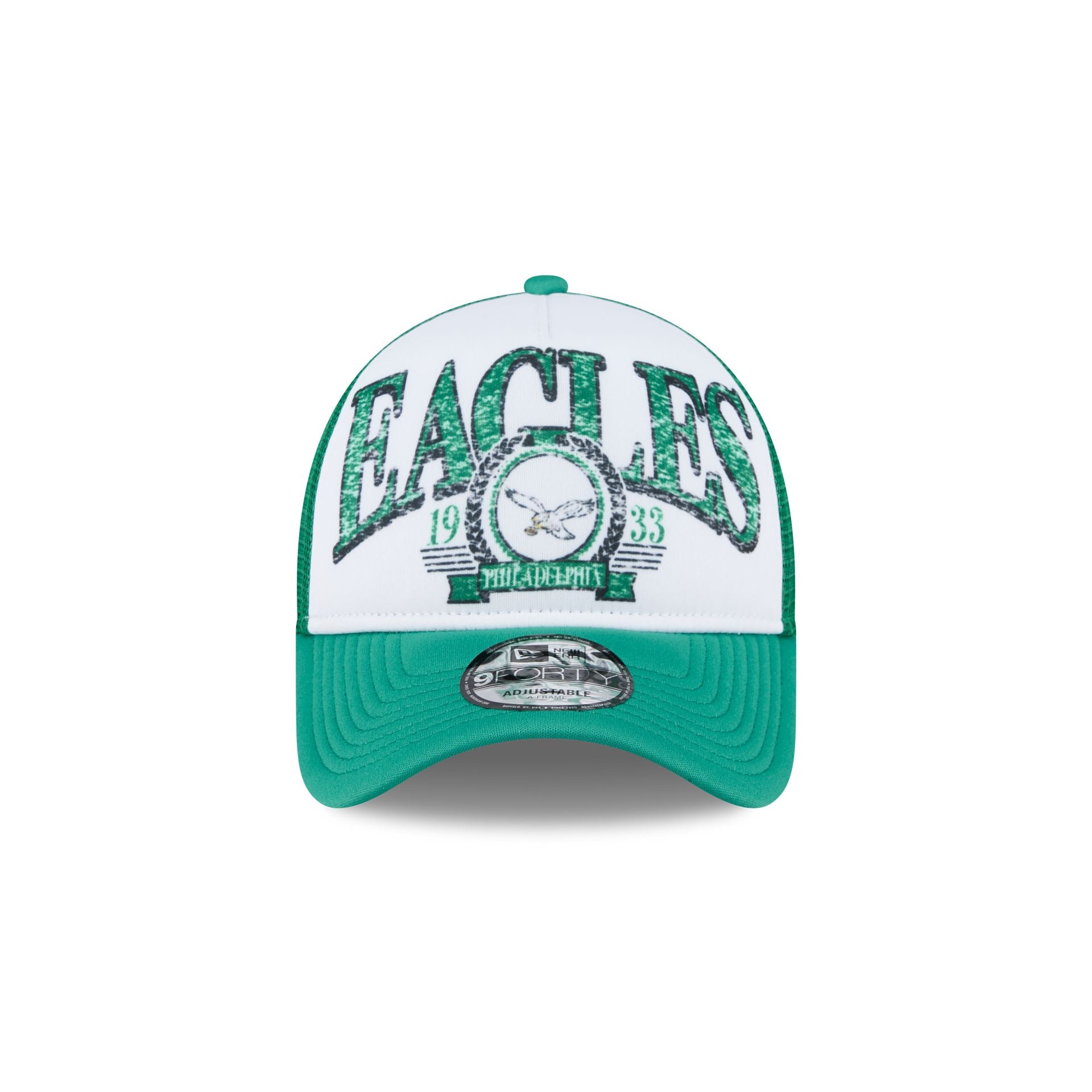 Philadelphia Eagles Distressed 9FORTY A-Frame Trucker Hat