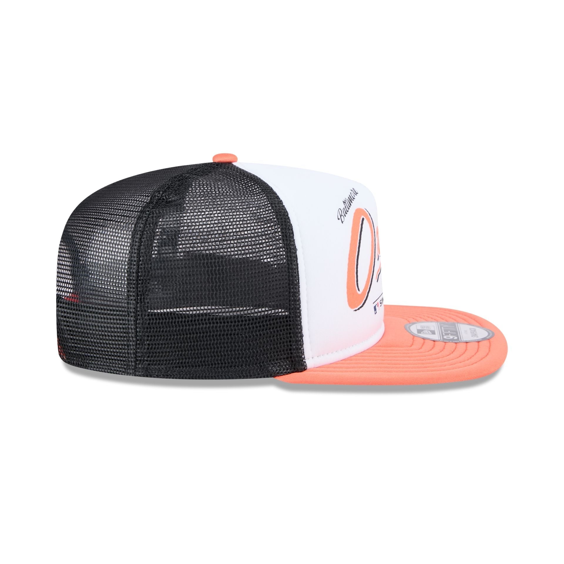 Baltimore Orioles Retro Script 9FIFTY A-Frame Trucker Hat