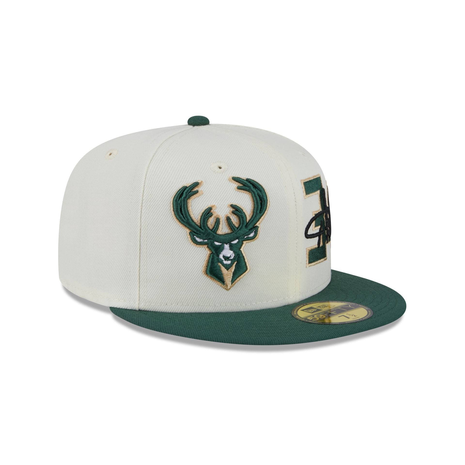 Milwaukee Bucks Giannis Antetokounmpo Chrome White 59FIFTY Fitted Hat