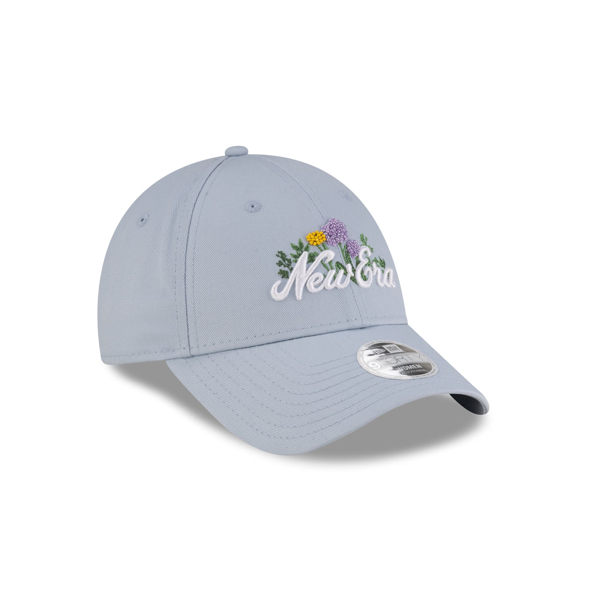 New Era Cap Beaded Floral Pastel Blue Women's 9FORTY Adjustable Hat