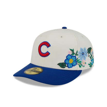 Chicago Cubs Tonal Florals White 59FIFTY Fitted Hat