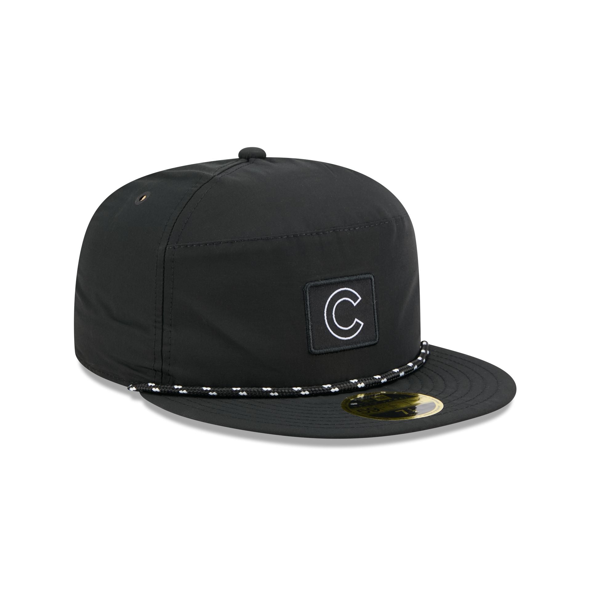 Chicago Cubs Black Poly Rope Split Panel 59FIFTY Fitted Hat