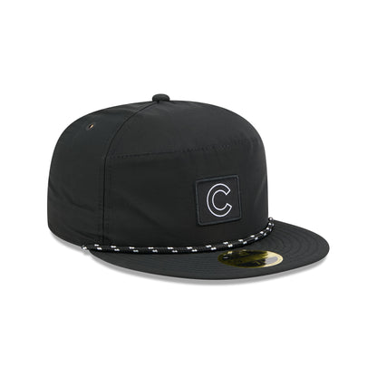 Chicago Cubs Black Poly Rope Split Panel 59FIFTY Fitted Hat