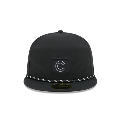 Chicago Cubs Black Poly Rope Split Panel 59FIFTY Fitted Hat