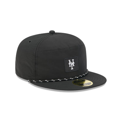 New York Mets Black Poly Rope Split Panel 59FIFTY Fitted Hat