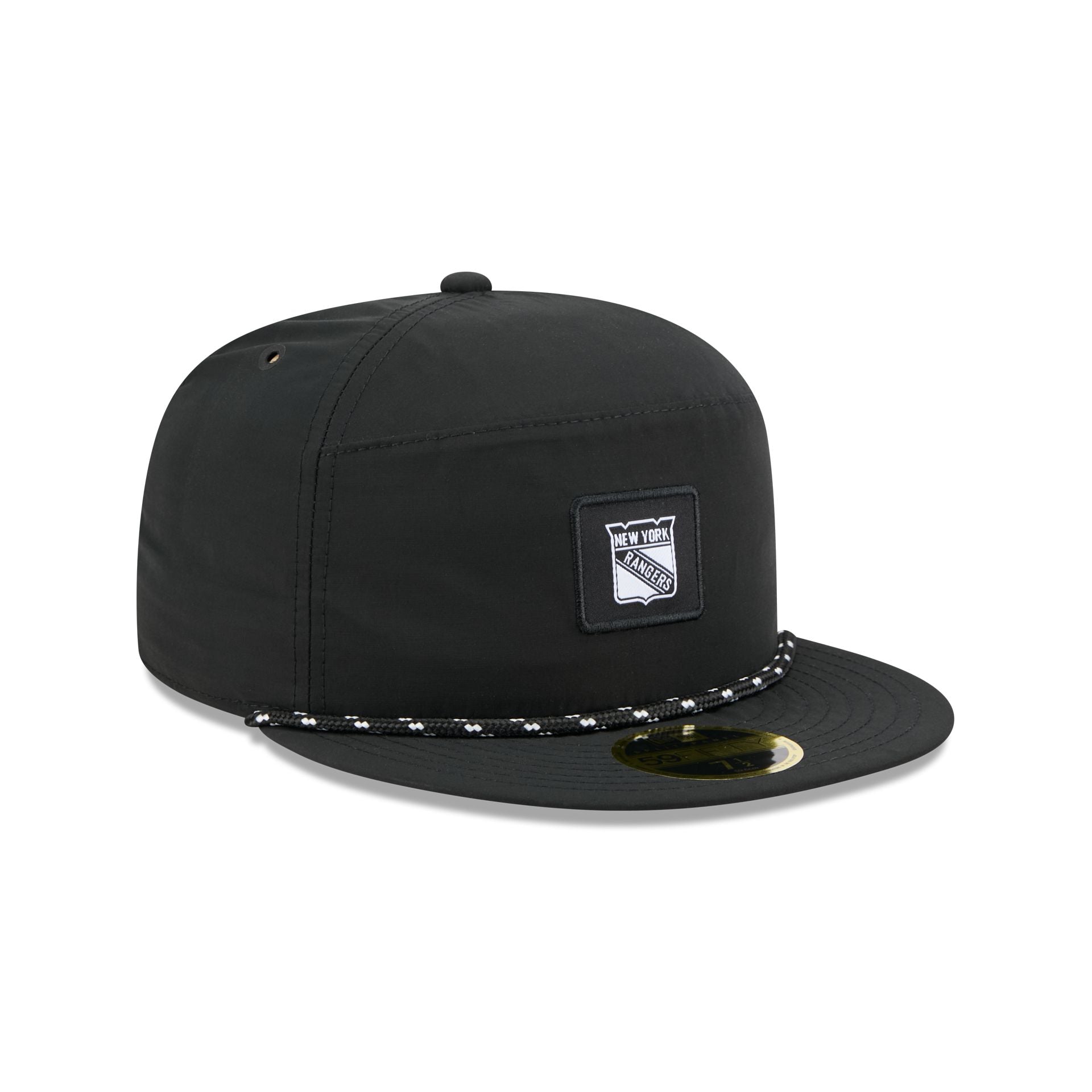 New York Rangers Black Poly Rope Split Panel 59FIFTY Fitted Hat