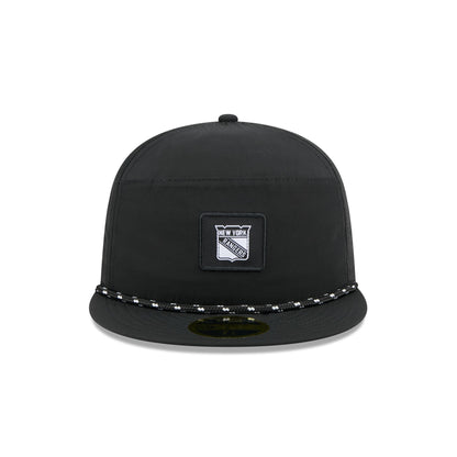 New York Rangers Black Poly Rope Split Panel 59FIFTY Fitted Hat