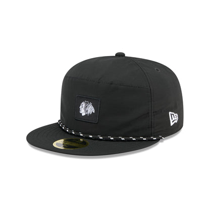 Chicago Blackhawks Black Poly Rope Split Panel 59FIFTY Fitted Hat