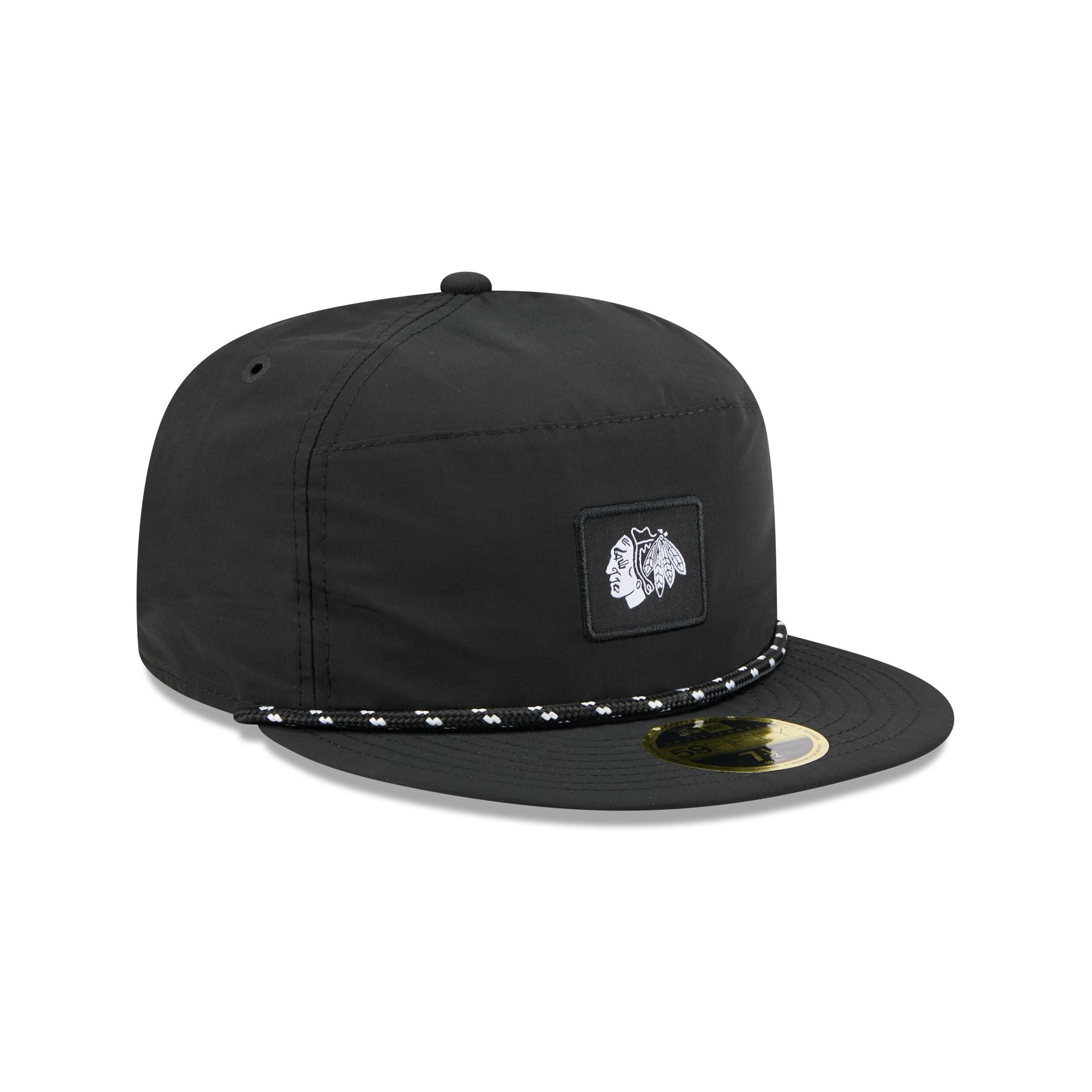 Chicago Blackhawks Black Poly Rope Split Panel 59FIFTY Fitted Hat