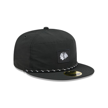 Chicago Blackhawks Black Poly Rope Split Panel 59FIFTY Fitted Hat
