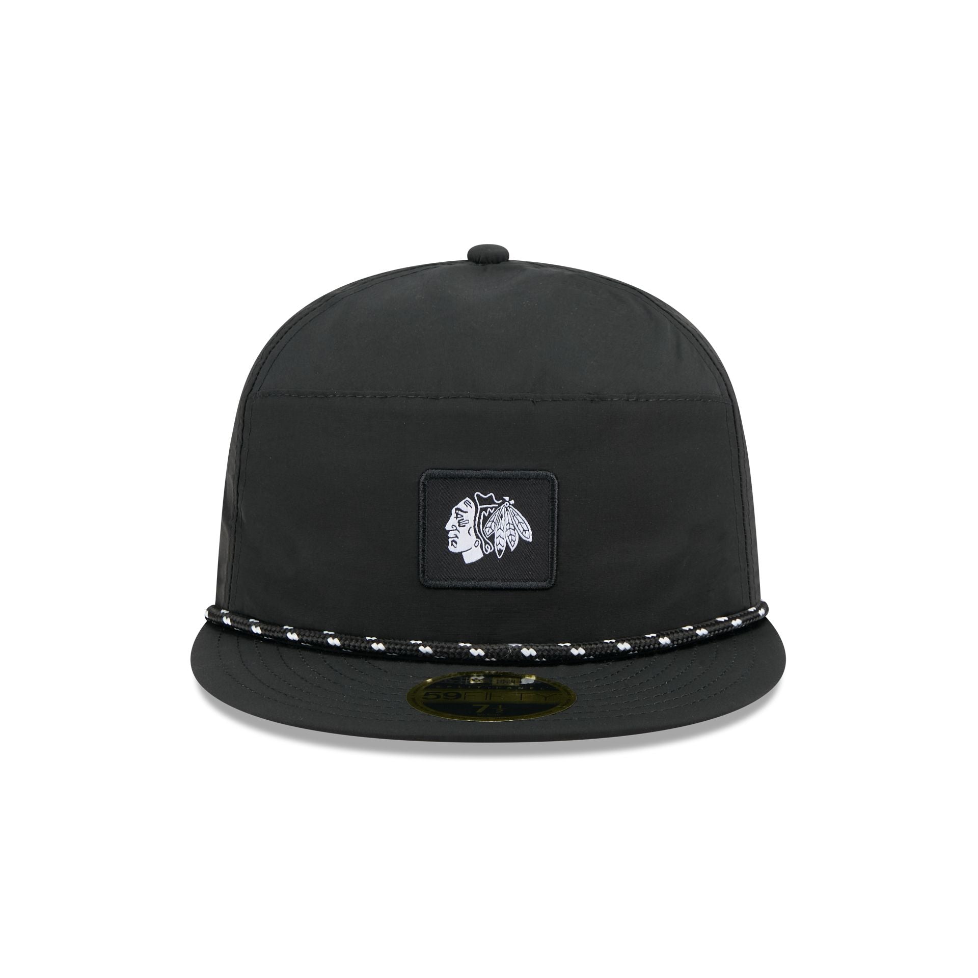 Chicago Blackhawks Black Poly Rope Split Panel 59FIFTY Fitted Hat
