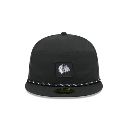 Chicago Blackhawks Black Poly Rope Split Panel 59FIFTY Fitted Hat