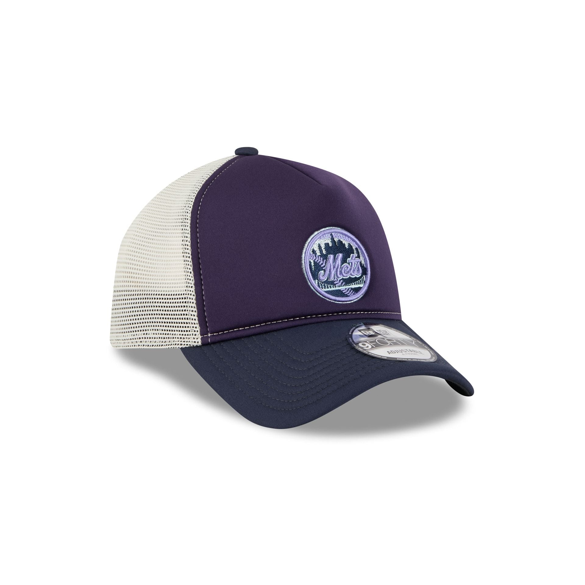 New York Mets Navy Purple 9FORTY A-Frame Trucker Hat