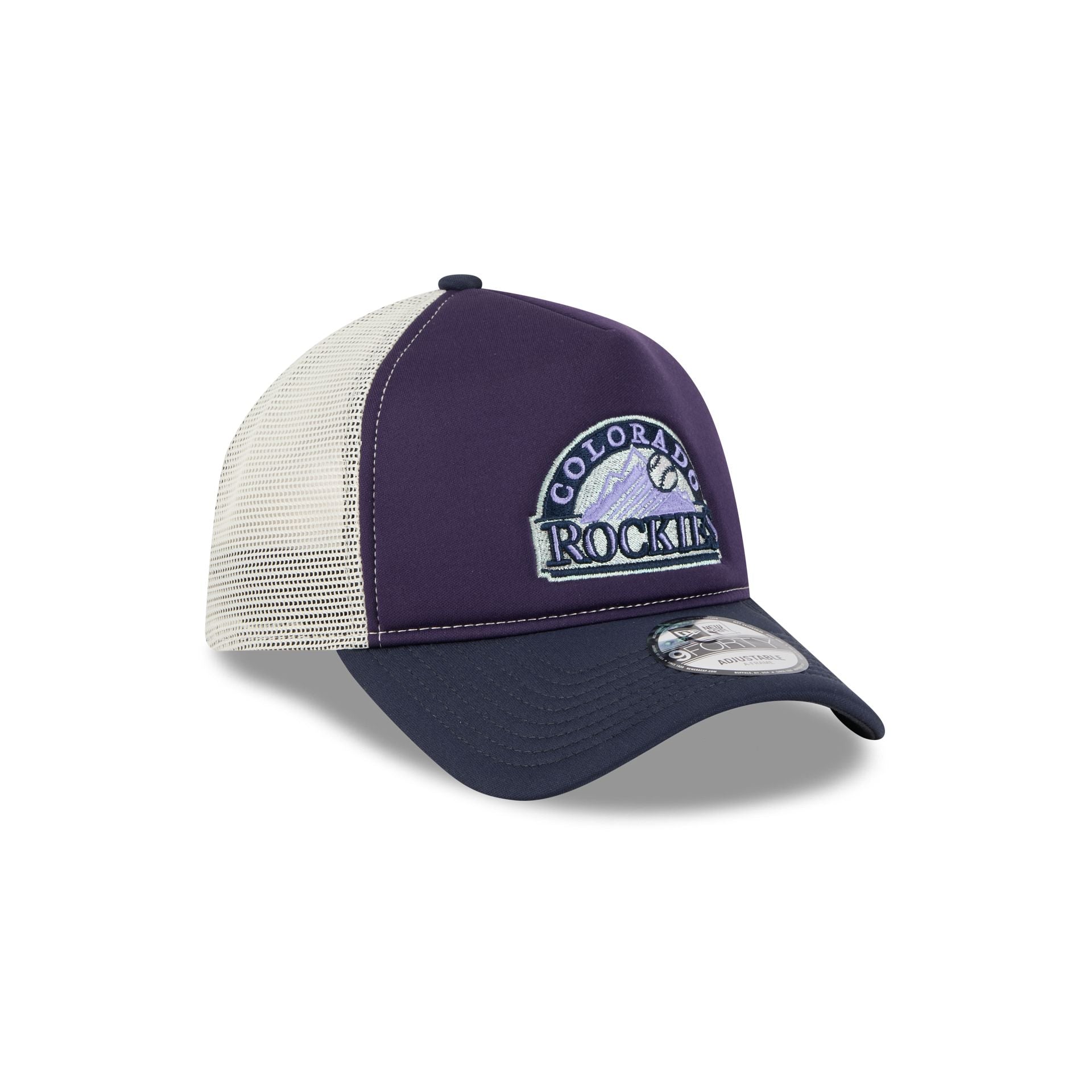 Colorado Rockies Navy Purple 9FORTY A-Frame Trucker Hat