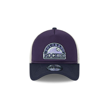 Colorado Rockies Navy Purple 9FORTY A-Frame Trucker Hat