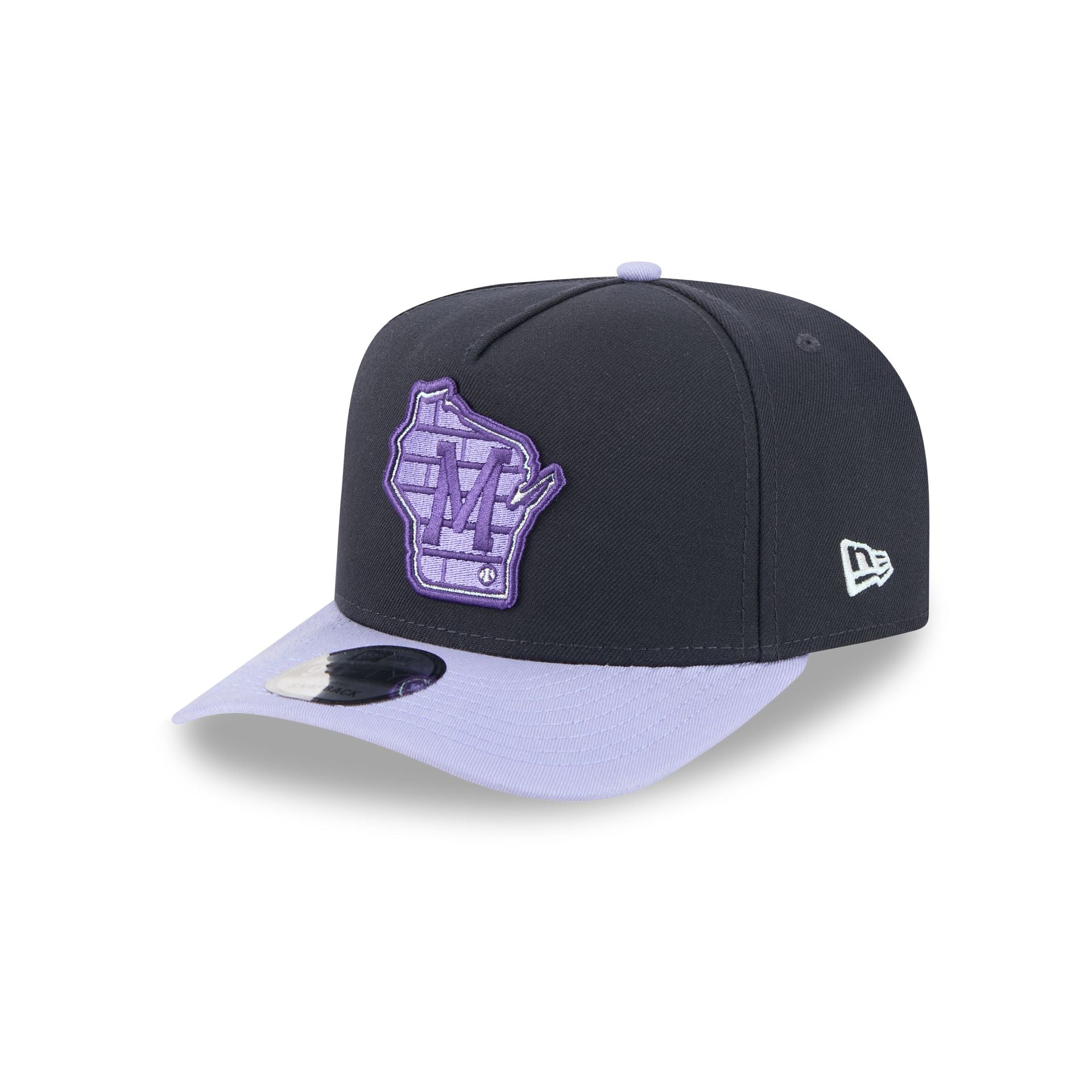Milwaukee Brewers Navy Lavender 9FIFTY A-Frame Snapback Hat
